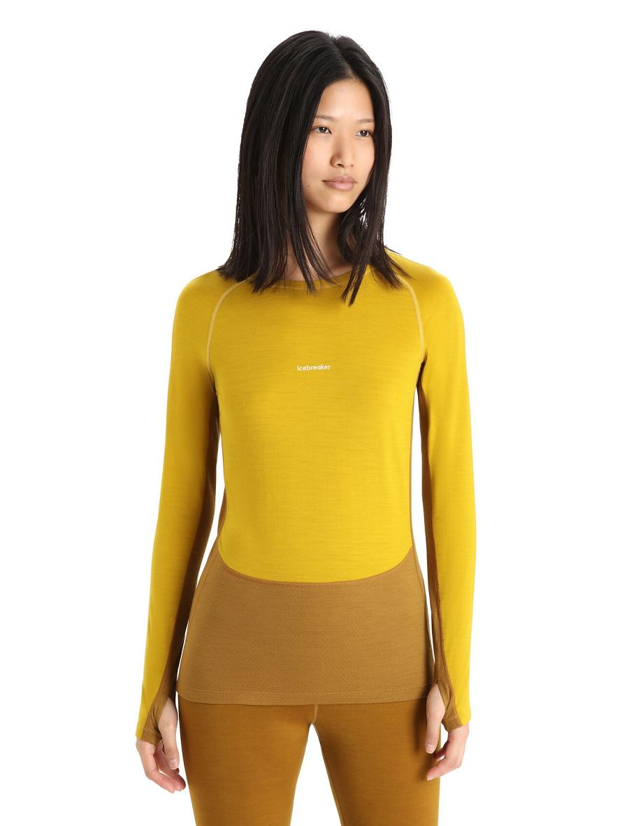 Silent Gold / Clove Icebreaker 200 ZoneKnit™ Merino Long Sleeve Crewe Women\'s Base Layers | AU 1849MQZA